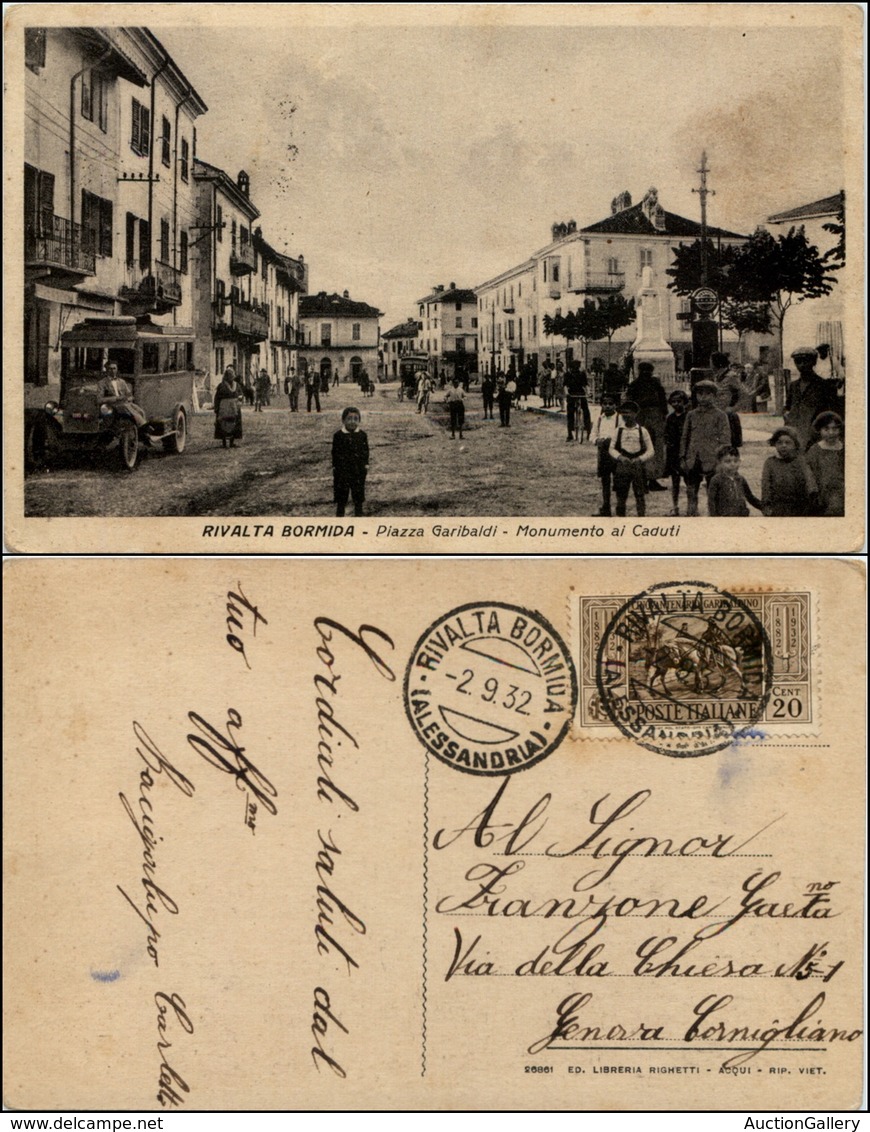 1536 CARTOLINE - REGIONALISMO-PIEMONTE - Rivalta Bormida (AL), Piazza Garibaldi Animata Viaggiata 1931 - Autres & Non Classés