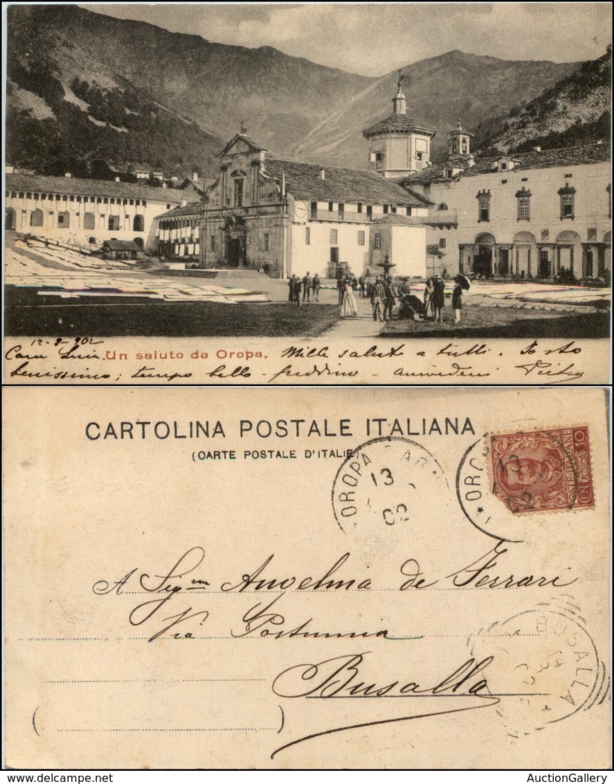 1537 CARTOLINE - REGIONALISMO-PIEMONTE - Oropa (BI), Un Saluto Da, Animata Viaggiata 1902 - Other & Unclassified
