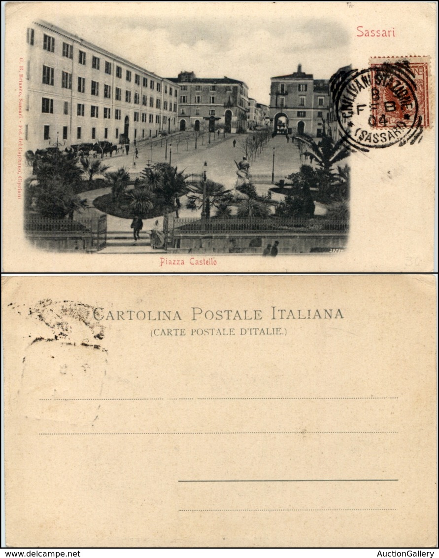 1541 CARTOLINE - REGIONALISMO-SARDEGNA - Sassari, Piazza Castello Annullata Non Viaggiata 1904 - Autres & Non Classés