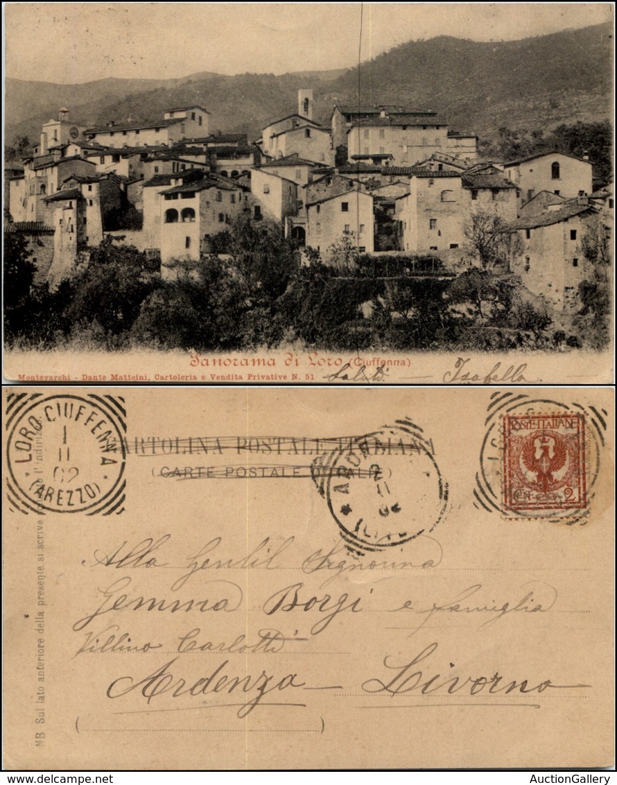 1548 CARTOLINE - REGIONALISMO-TOSCANA - Loro Ciuffenna (AR), Panorama Viaggiata 1902 - Other & Unclassified