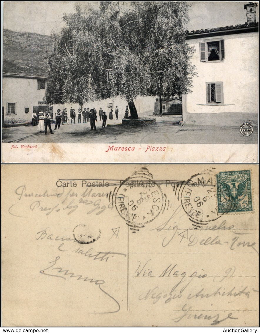 1570 CARTOLINE - REGIONALISMO-TOSCANA - Maresca (PT), Piazza Animata, Annullo Di Valore Viaggiata 1906 - Autres & Non Classés