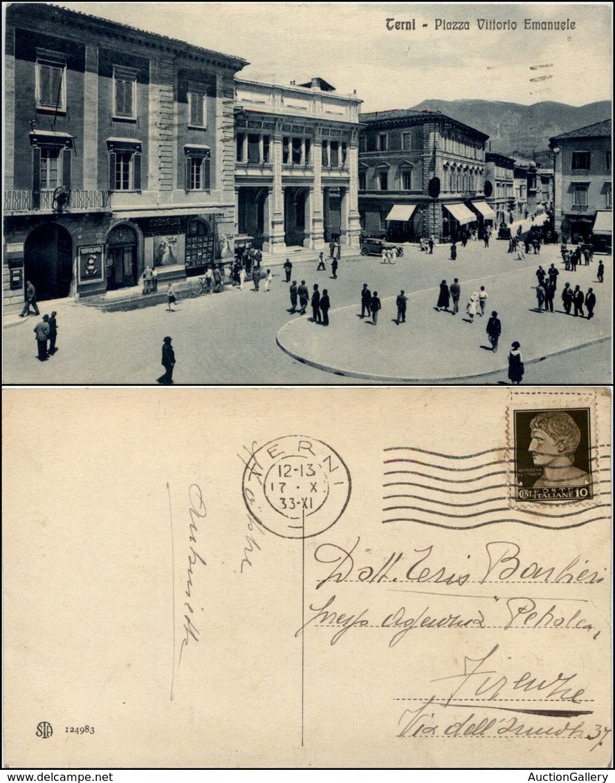 1579 CARTOLINE - REGIONALISMO-UMBRIA - Terni, Piazza V.Emanuele Animatissima Viaggiata 1933 - Autres & Non Classés