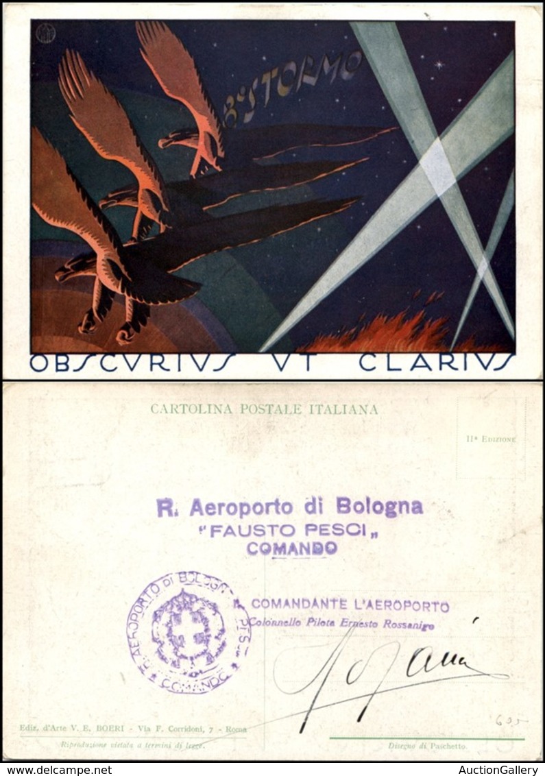 1621 CARTOLINE - AVIAZIONE - 8° Stormo "Ubscurius Ut Clarius" - Illustratore Paschetto Paolo - Timbro Al Verso "R.Aeropo - Autres & Non Classés