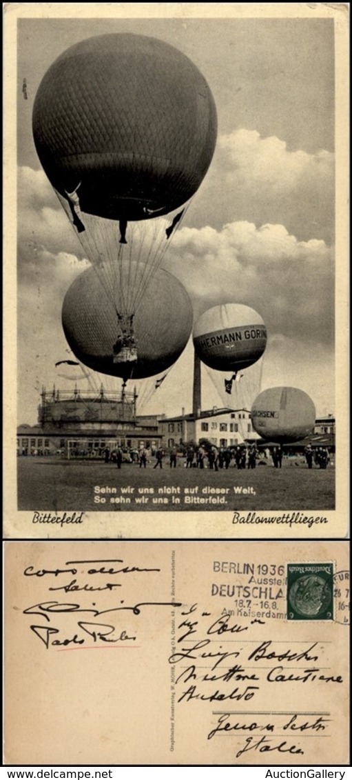 1639 CARTOLINE - AVIAZIONE - Germania - Bitterfeld Ballonwettfliegen - 26.7.1936 - Autres & Non Classés