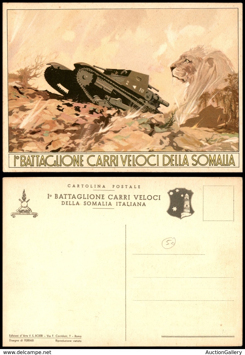 1698 CARTOLINE - MILITARI - I° Battaglione Carri Veloci Della Somalia Italiana - Illustratore Ferrari - Nuova FG - Autres & Non Classés