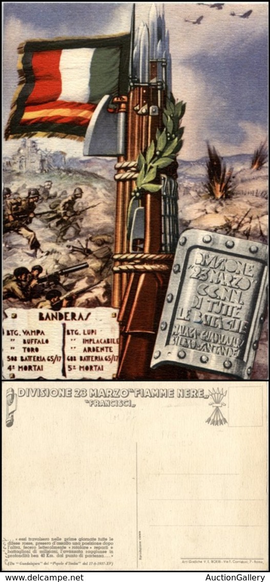 1729 CARTOLINE - MILITARI - Guerra Di Spagna - Divisione 23 Marzo "Fiamme Nere" "Francisci" - Nuova FG (100) - Autres & Non Classés