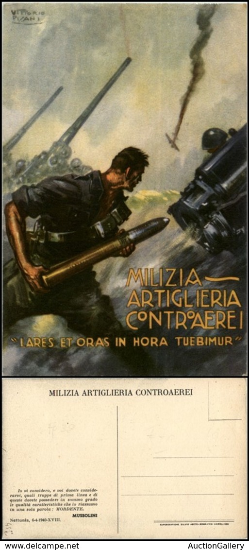 1740 CARTOLINE - MILITARI - Milizia Artiglieria Contraerea - "Lares Et Oras…" - Illustratore Pisani - Nuova (45) - Other & Unclassified