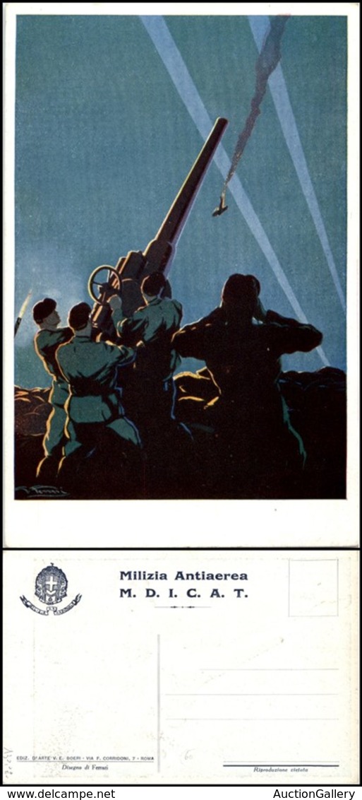 1742 CARTOLINE - MILITARI - Milizia Artiglieria Contraerea - M.D.I.C.A.T. - Illustratore Ferrari - Nuova (130) - Autres & Non Classés