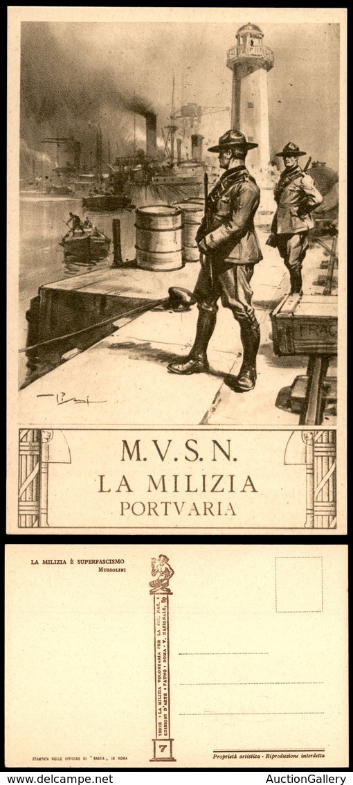 1766 CARTOLINE - MILITARI - MVSN - Serie Fauno - "La Milizia Portuaria" - Illustratore Pisani - N7 - Nuova (30) - Autres & Non Classés