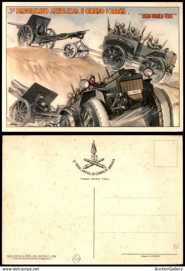 1807 CARTOLINE - MILITARI - 5° Reggimento Artiglieria Di Corpo D'armata - "meam Vocem Time" - Illustratore D'Ercoli - Nu - Autres & Non Classés