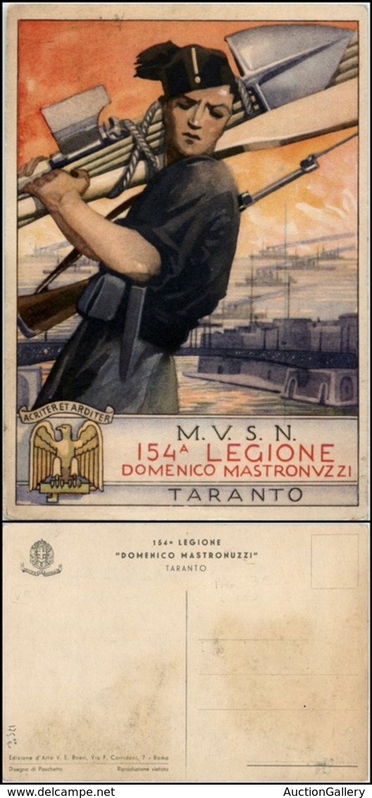 1821 CARTOLINE - MILITARI - 154° Legione "Mastronuzzi" Taranto - Illustratore Paschetto - Colorata - Nuova FG  (175) - Autres & Non Classés