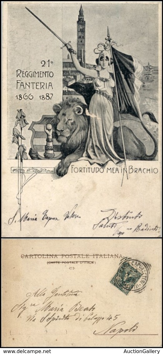 1849 CARTOLINE - MILITARI - 21° Reggimento Fanteria "Fortitudo Mea In Brachio" - Viaggiata 24.4.1901 - Other & Unclassified