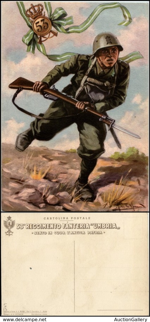 1868 CARTOLINE - MILITARI - 53° Reggimento Fanteria "Umbria" - Illustratore La Monaca - Nuova FG (25/40) - Autres & Non Classés