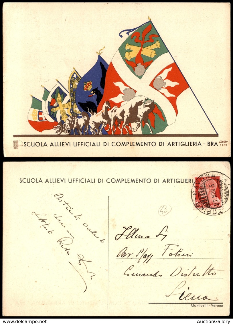 1903 CARTOLINE - MILITARI - Scuola Allievi Ufficiali Di Completamento Di Artiglieria "BRA" - Viaggiata Anni '30 FG - Other & Unclassified