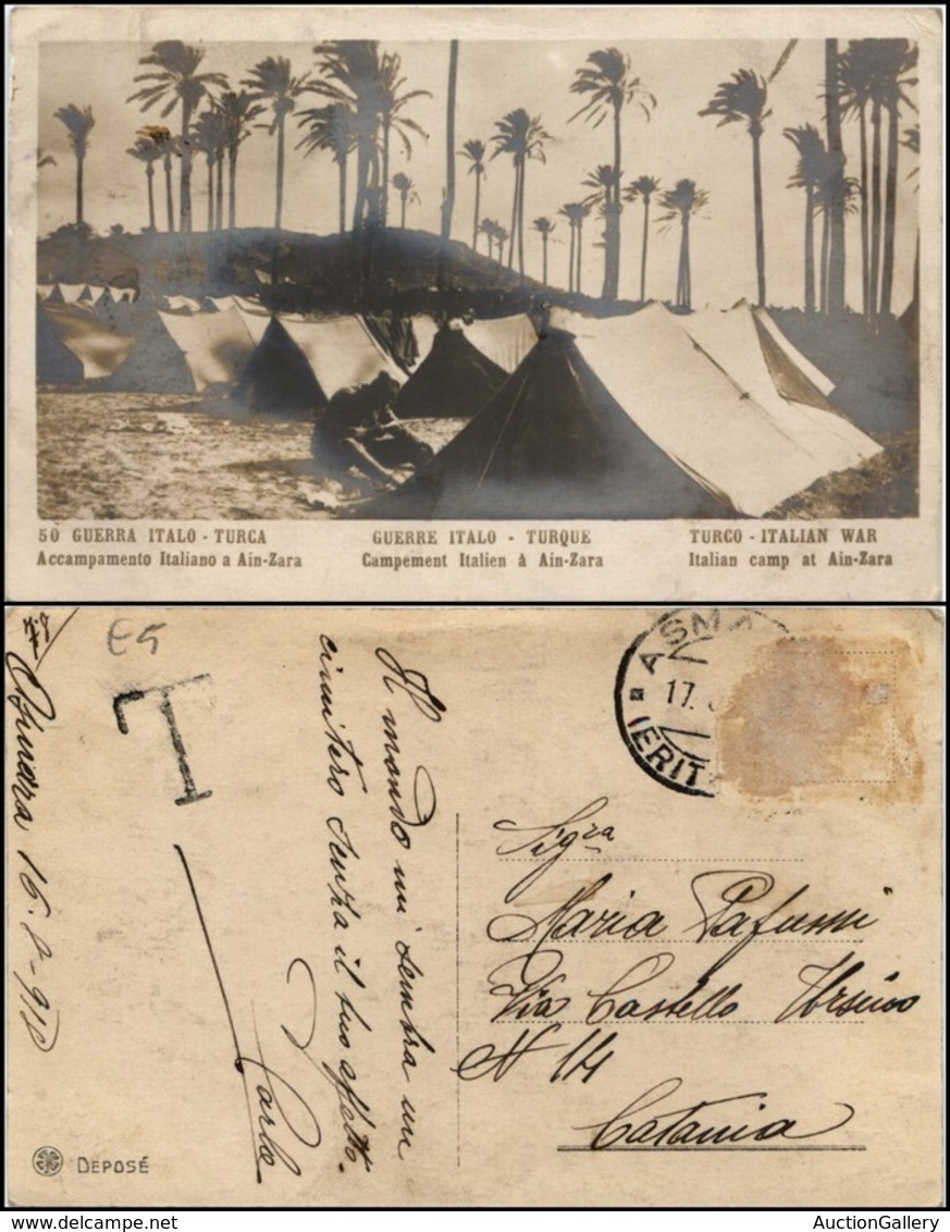 1909 CARTOLINE - MILITARI - Guerra Italo-Turca - Cartolina Fotografica N.50 - Accampamento Italiano A Ain-Zara - Viaggia - Autres & Non Classés