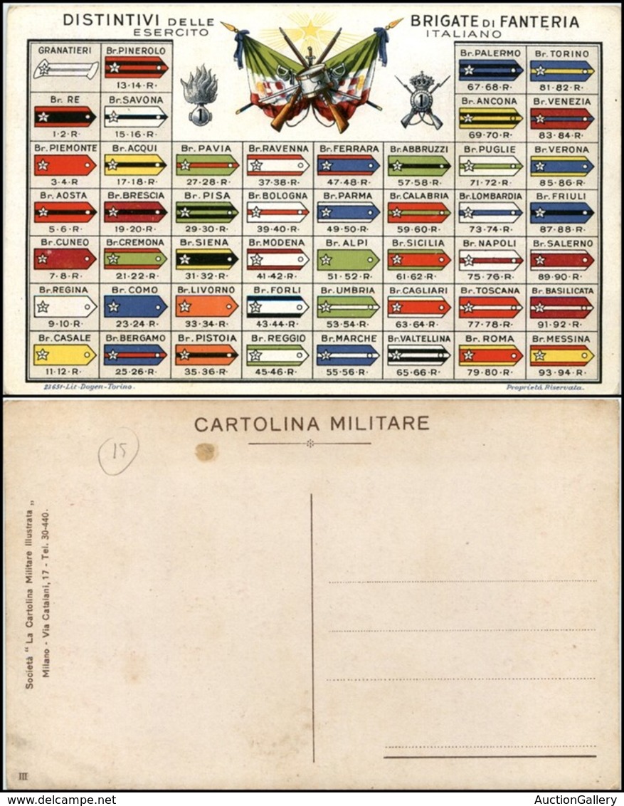 1918 CARTOLINE - MILITARI - Distintivi Delle Brigate Di Fanteria Esercito Italiano - Nuova - Autres & Non Classés