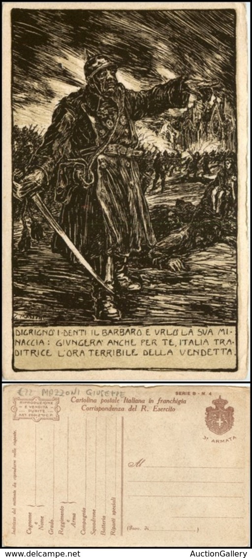 1946 CARTOLINE - FRANCHIGIA MILITARE - 1918 - Guerra - Illustratore Mazzoni 3° Armata "digrignò I Denti" (F17A-20) - Nuo - Altri & Non Classificati