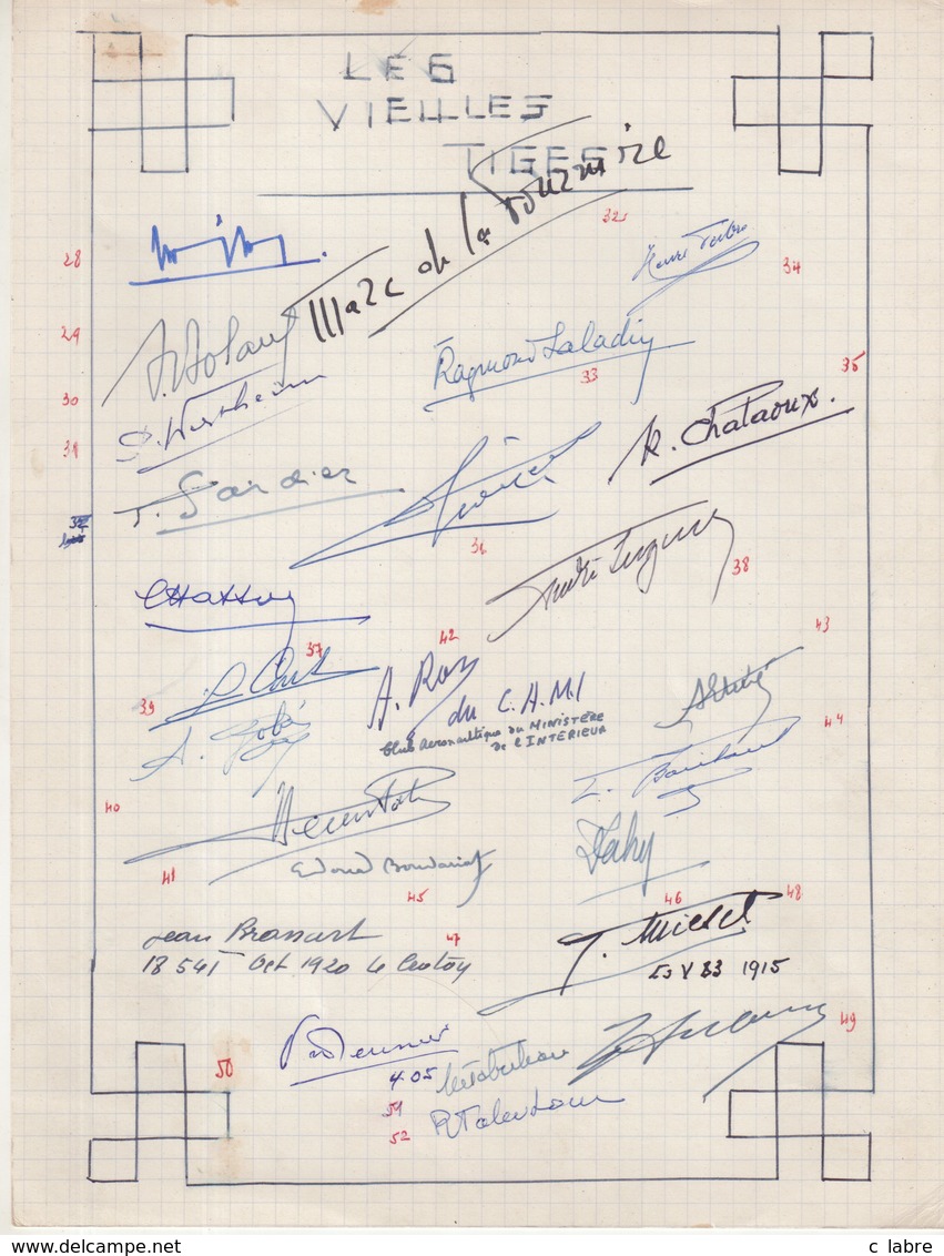 AVIATION : " LES VIELLES TIGES " . PIONNIERS . ARCHIVES DE Mr LEGENTIL . ENVIRON 150 SIGNATURES . - Autres & Non Classés