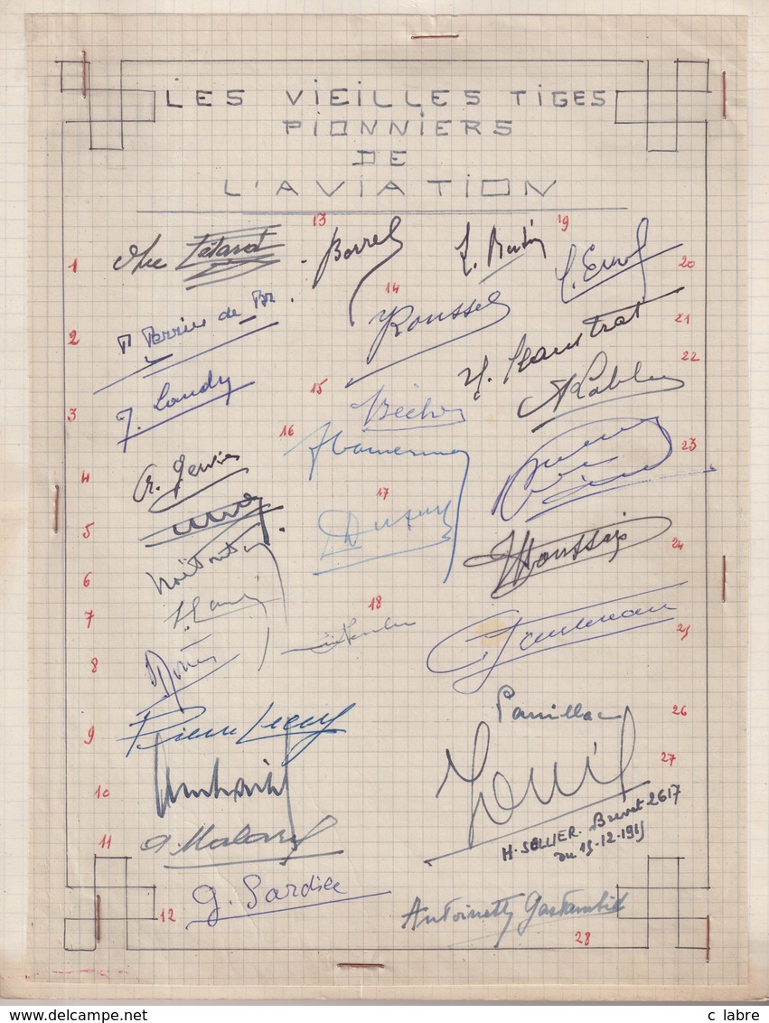 AVIATION : " LES VIELLES TIGES " . PIONNIERS . ARCHIVES DE Mr LEGENTIL . ENVIRON 150 SIGNATURES . - Autres & Non Classés