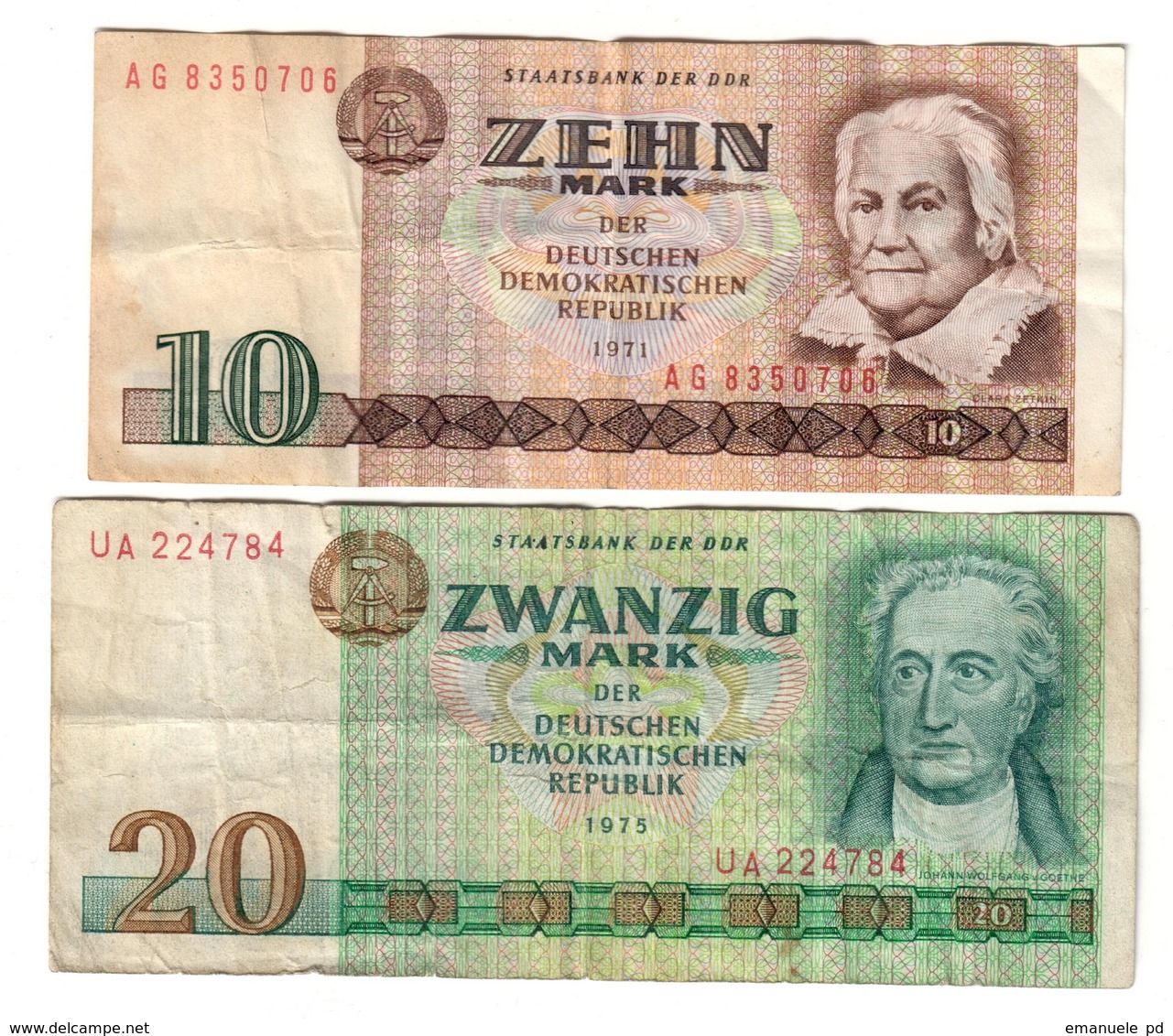 East Germany DDR Lot Set 2 Banknotes - Colecciones