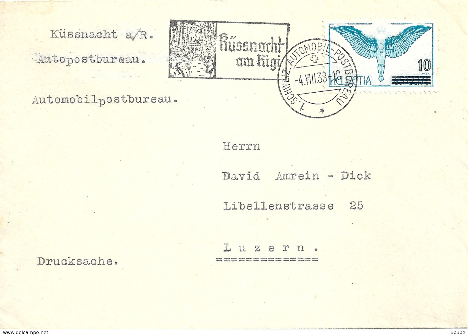 Sonderstempel  "Küssnacht Am Rigi - Hohle Gasse"            1938 - Covers & Documents