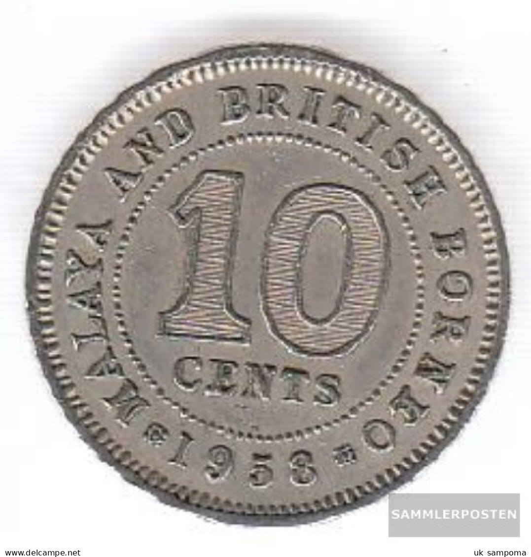British. Malaya And Nordborneo 2 1953 Very Fine Copper-Nickel Very Fine 1953 10 Cents Elizabeth II. - Malaysie