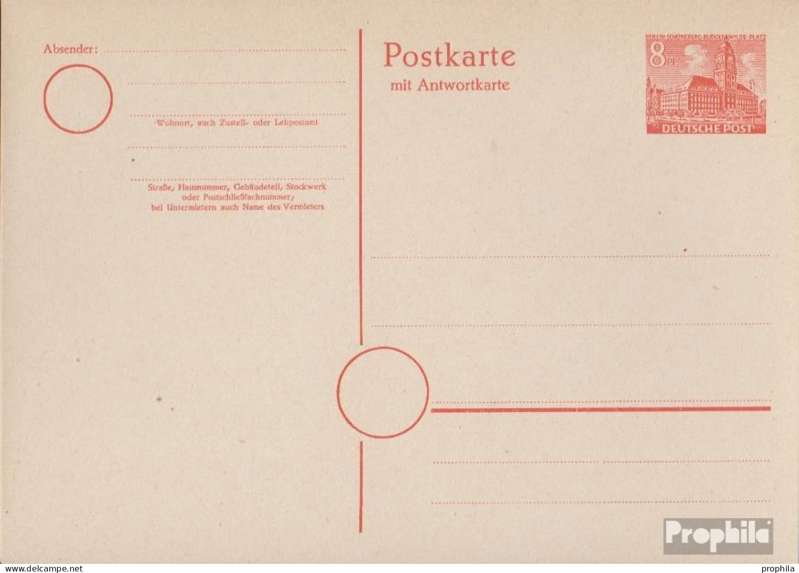 Berlin (West) P7b Amtliche Postkarte Ungebraucht 1949 Berliner Bauten I - Postales - Nuevos