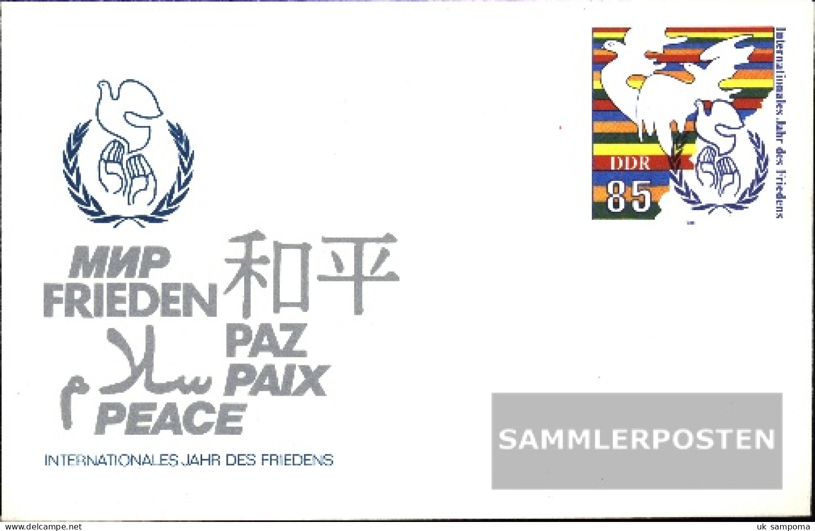 DDR U5 Official Envelope Unused 1986 Peace - Covers - Mint