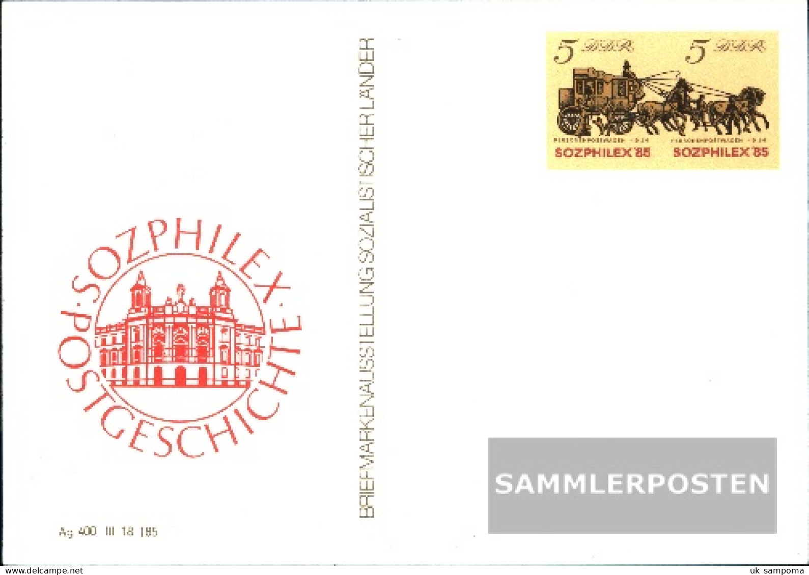 DDR P93 Official Postcard Unused 1985 Stagecoach - Sonstige & Ohne Zuordnung