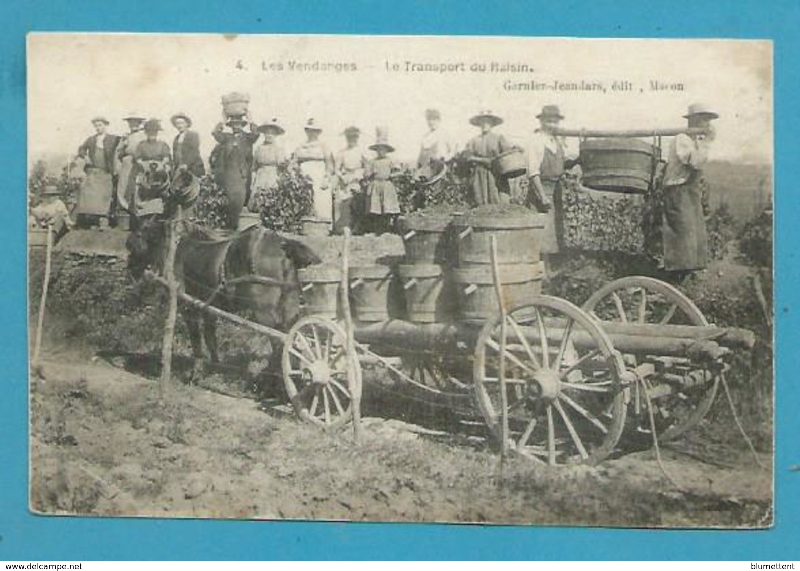 CPA 4 - Les Vendanges Transport Du Raisin Vendangeurs Au Travail  71 - Autres & Non Classés