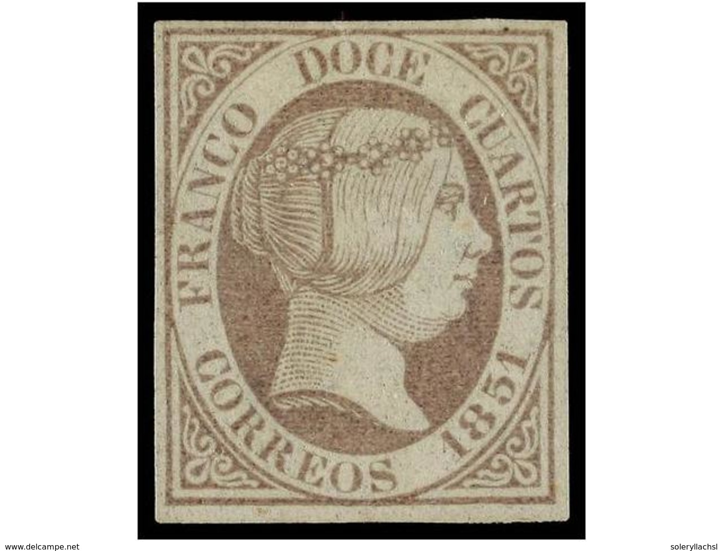 126 (*) ESPAÑA. Ed.7. <B>12 Cuartos</B> Lila. Excelente Presencia, Leve Pliegue Vertical. Cert. CEM. Cat. 6.000?. - Autres & Non Classés