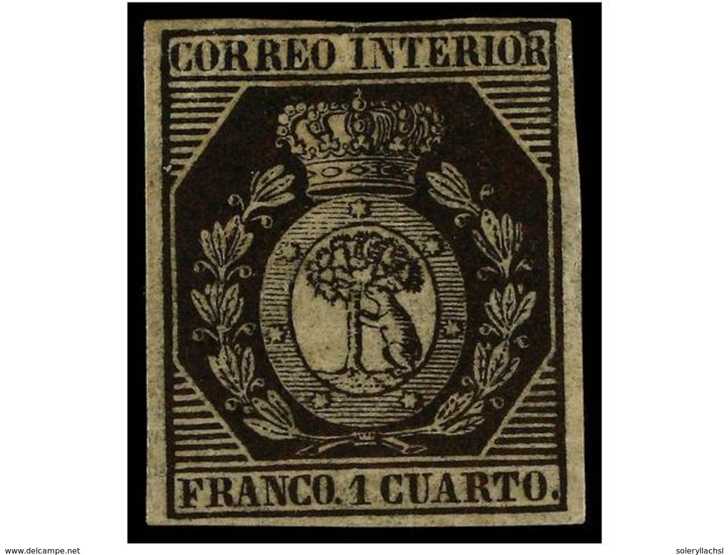 158 (*) ESPAÑA. Ed.22. <B>1 Cuarto</B> Bronce. Color Intenso. Muy Bonito Ejemplar. Cert. EXFIMA. Cat. 3.525?. - Other & Unclassified