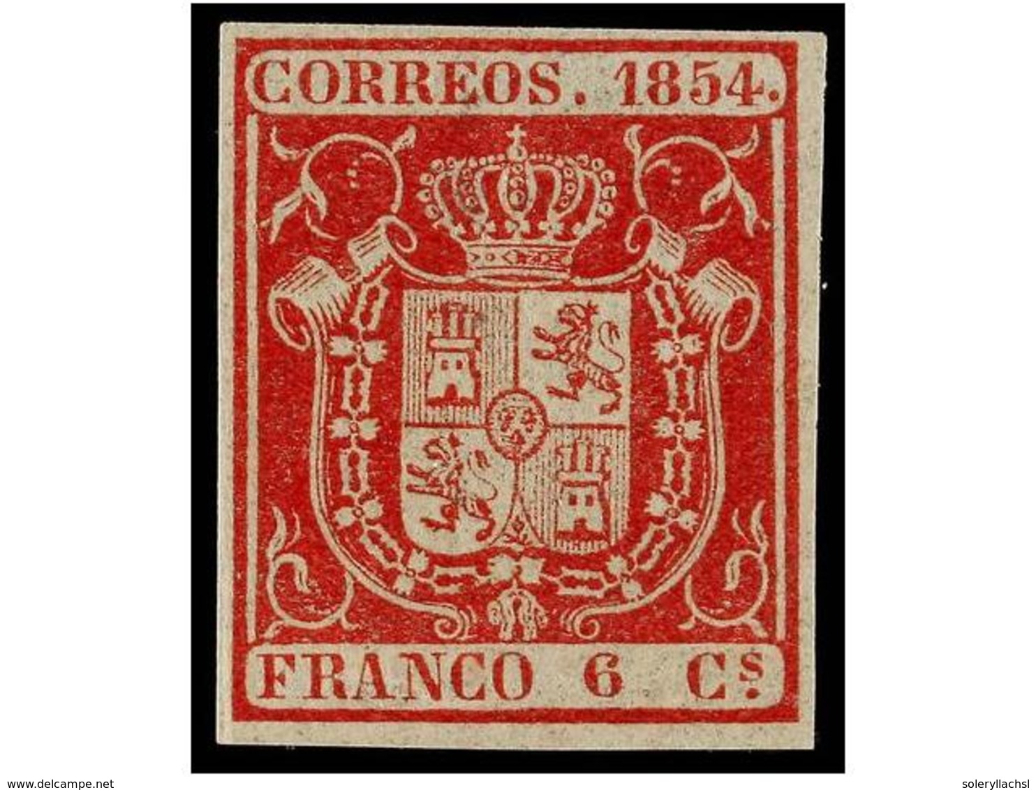 161 ** ESPAÑA. Ed.24. <B>6 Cuartos</B> Rojo. Goma Original Sin Fijasellos. Raro En Esta Calidad. Cert. COMEX. Cat. 460?. - Autres & Non Classés