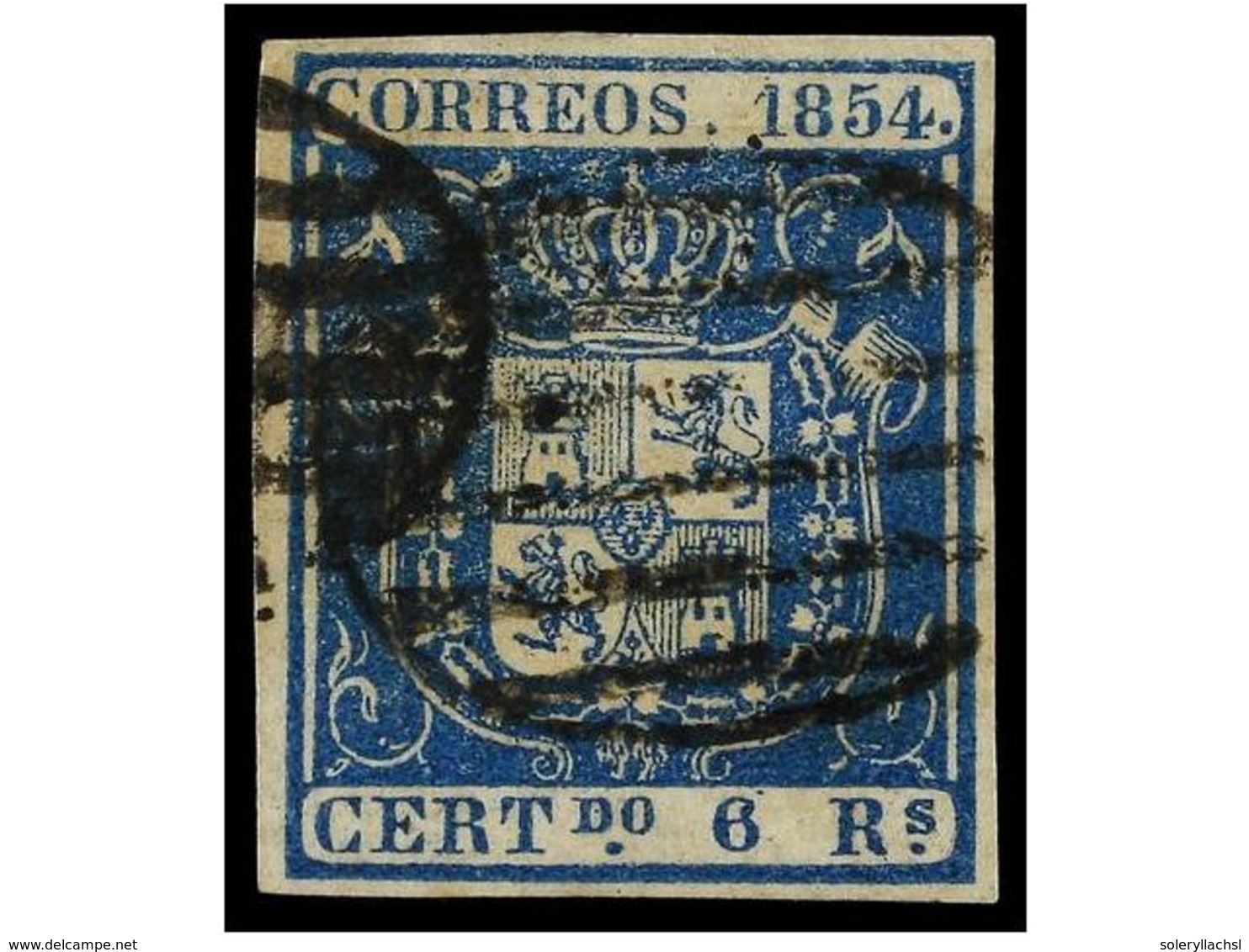 173 ° ESPAÑA. Ed.27. <B>6 Reales</B> Azul. MAGNIFICO EJEMPLAR. Cat. 450?. - Autres & Non Classés