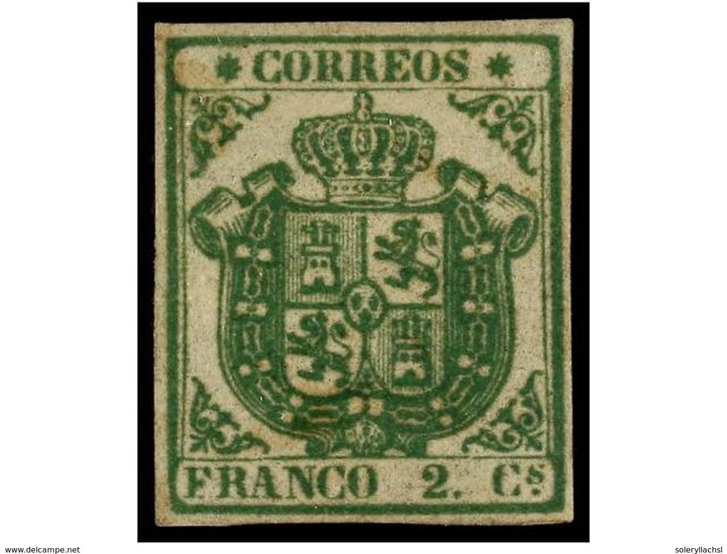 175 * ESPAÑA. Ed.32. <B>2 Cuartos</B> Verde. PIEZA DE LUJO. Cert. GRAUS. Cat. 2.850?. - Autres & Non Classés