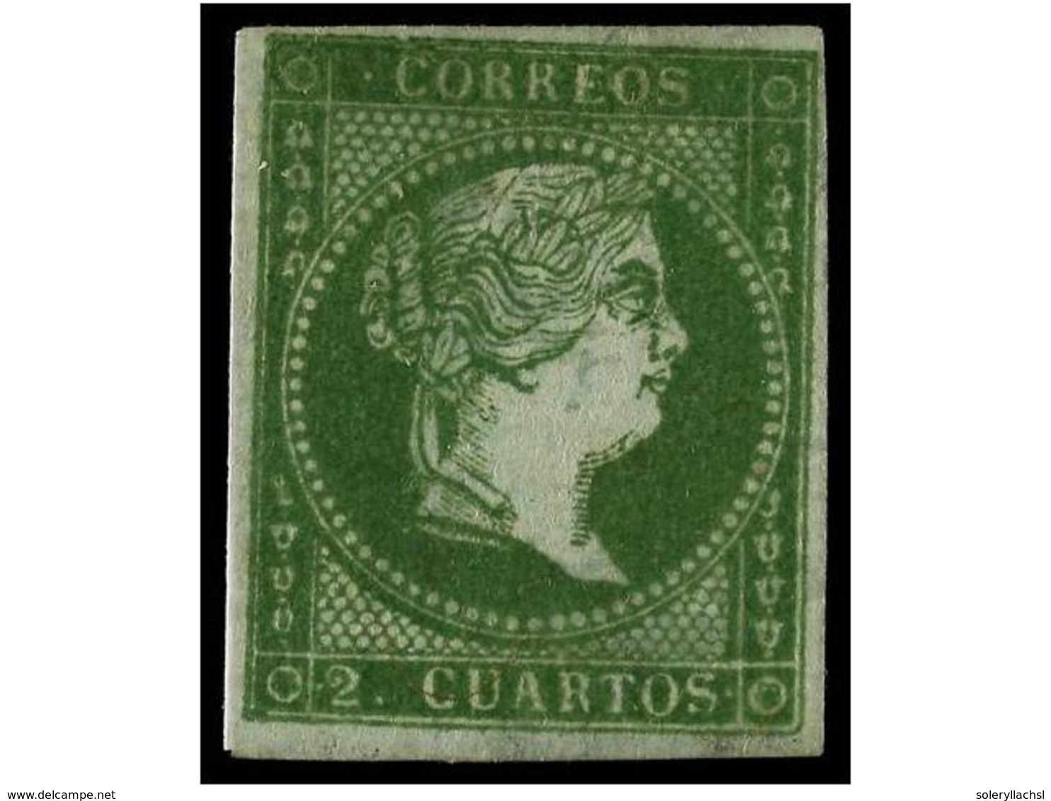 183 * ESPAÑA. Ed.39. <B>2 Cuartos</B> Verde. Color Excelente Y Márgenes Completos. Muy Bonito Ejemplar. Cert. GRAUS. Cat - Altri & Non Classificati