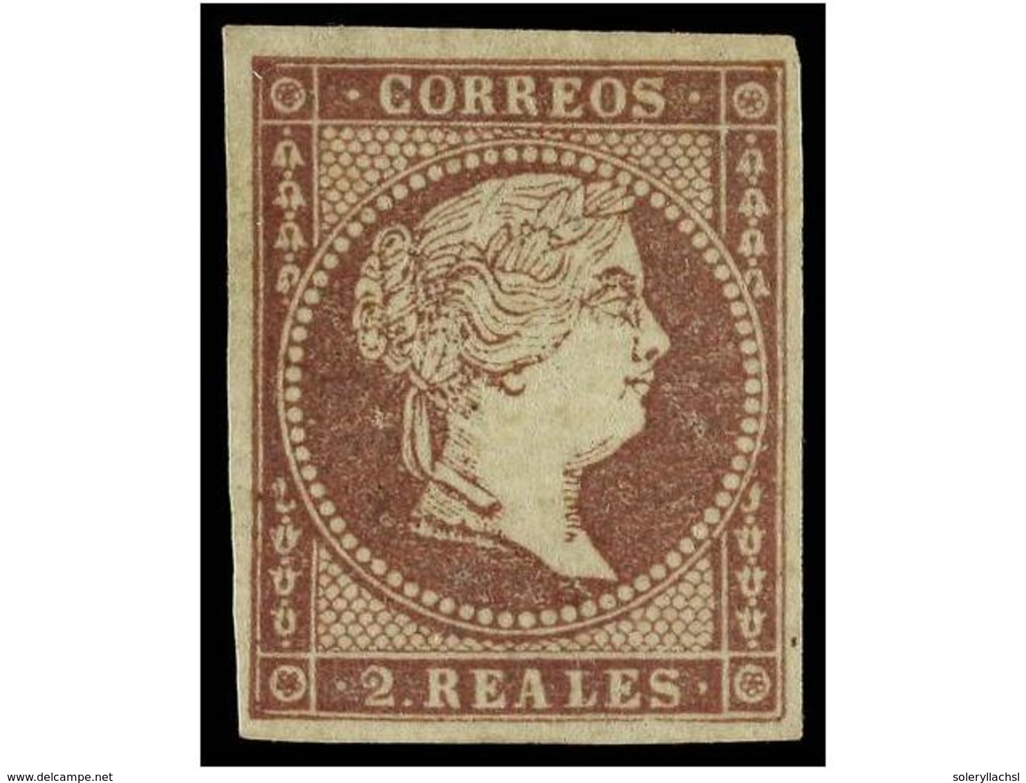 187 * ESPAÑA. Ed.46. <B>2 Reales</B> Lila. PIEZA DE LUJO. Cat. 660?. - Autres & Non Classés