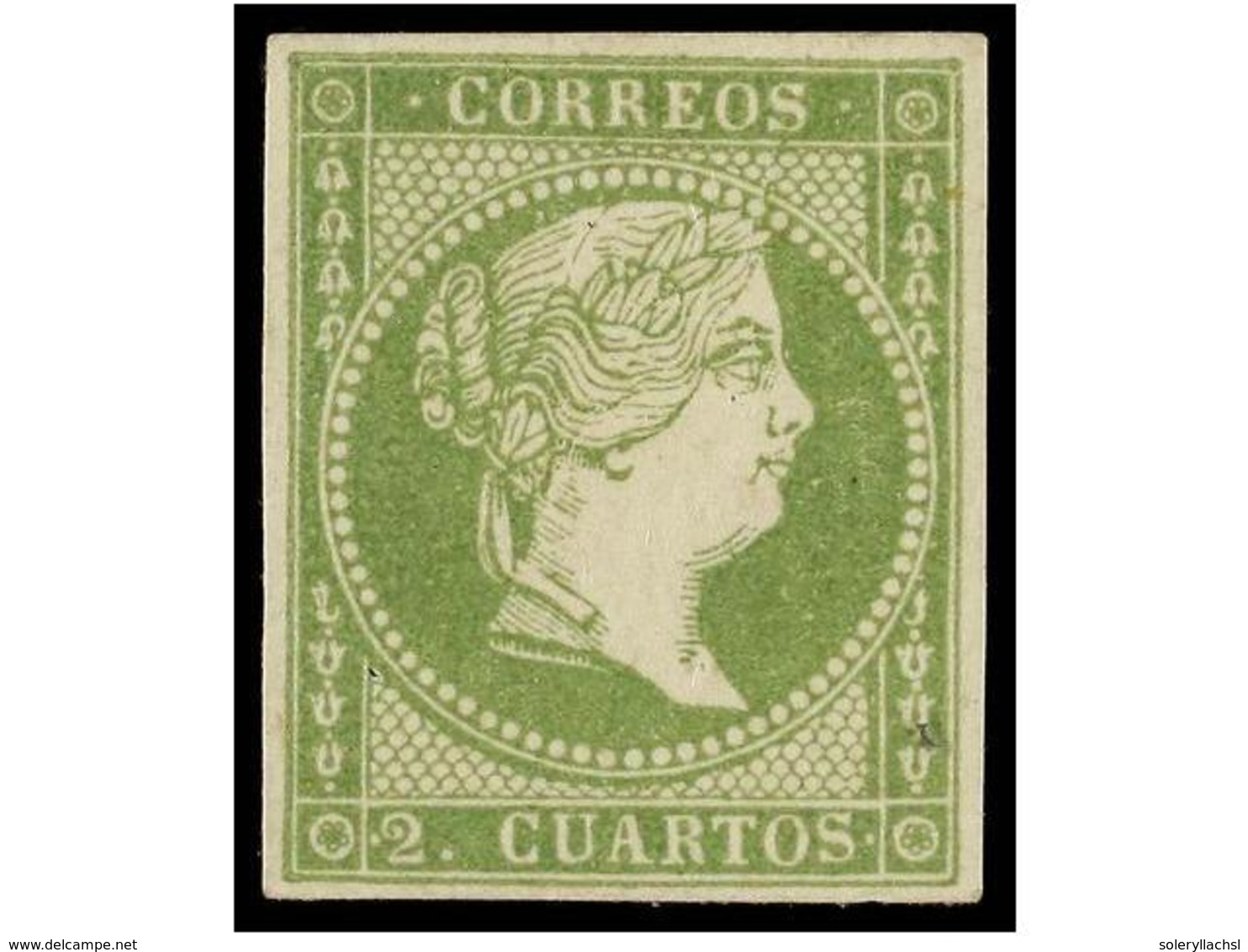 188 * ESPAÑA. Ed.47. <B>2 Cuartos</B> Verde. PIEZA DE LUJO. Cert. COMEX. Cat. 745?. - Autres & Non Classés