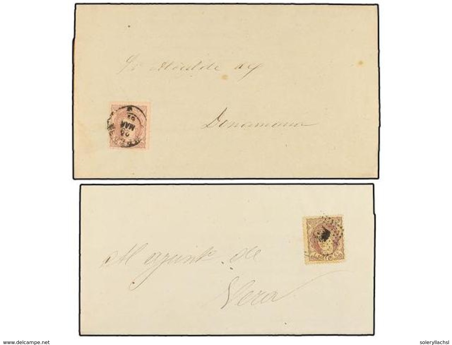 263 ESPAÑA. Ed.102 Y 102a. 1871. Dos Impresos Circulados De PAMPLONA A DONAMANA Y VERA Circulados Con Sellos De <B>1 Mil - Autres & Non Classés