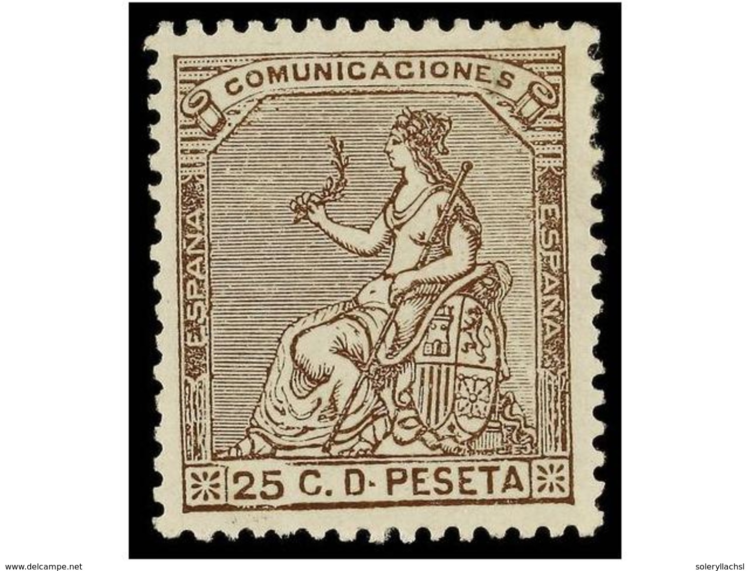 301 * ESPAÑA. Ed.135. <B>25 Cts.</B> Castaño. PIEZA DE LUJO. Cat. 53?. - Autres & Non Classés