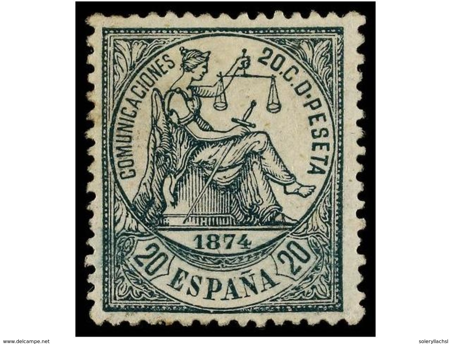 312 * ESPAÑA. Ed.146. <B>20 Cts.</B> Verde. Excelente Color Y Centraje. MAGNÍFICO EJEMPLAR. Cert. COMEX Y EXFIMA. Cat. 2 - Altri & Non Classificati