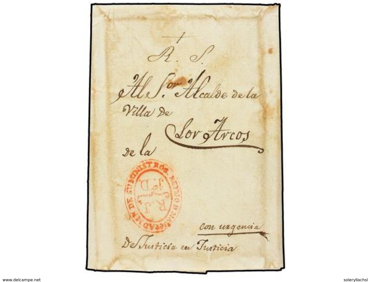 330 ESPAÑA. 1837. <B>CARLISTAS. </B>ESTELLA A LOS ARCOS. Marca Ovalada <B>REYNO D NAVA + ADMON DE SUMINISTROS/R.J/1er D< - Autres & Non Classés