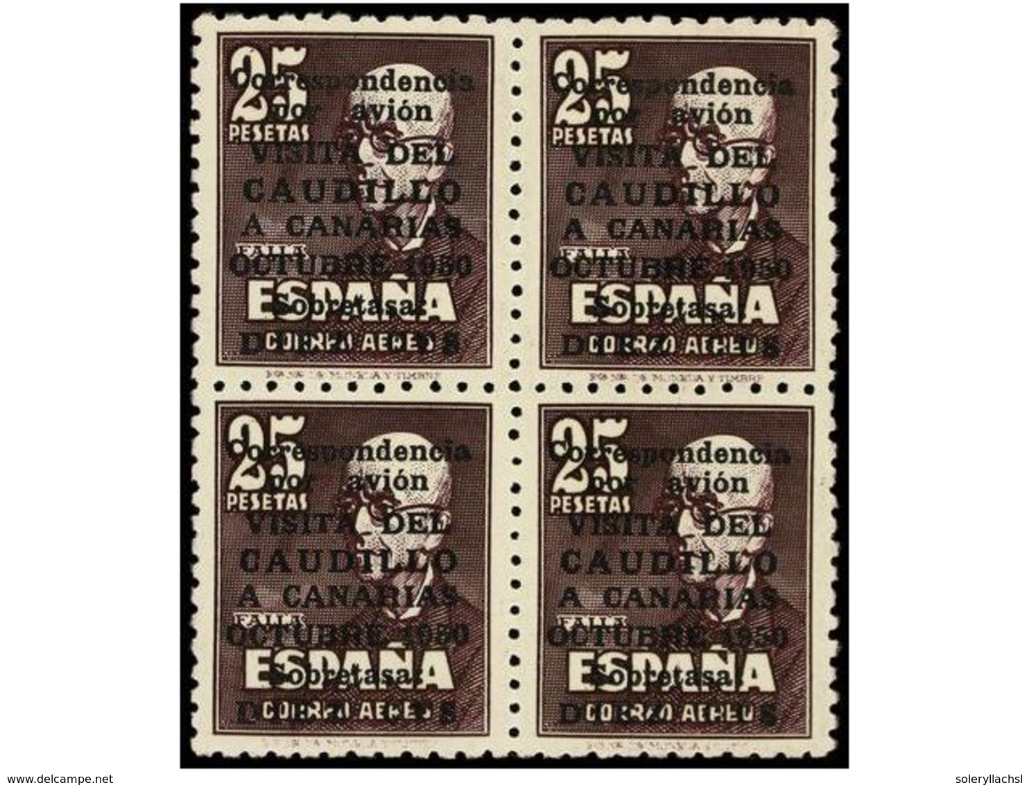 701 ** ESPAÑA. Ed.1090 (4). <B>CANARIAS AVIÓN CON NÚMERO. </B>Bloque De Cuatro. Excepcional Centraje. LUJO. Cert. CEM. C - Other & Unclassified