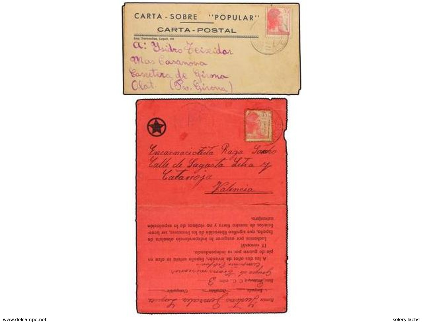 786 ESPAÑA GUERRA CIVIL. 1938. Dos Cartas-sobre Con Membretes Impresos Circuladas Desde El Frente. RARAS. - Autres & Non Classés