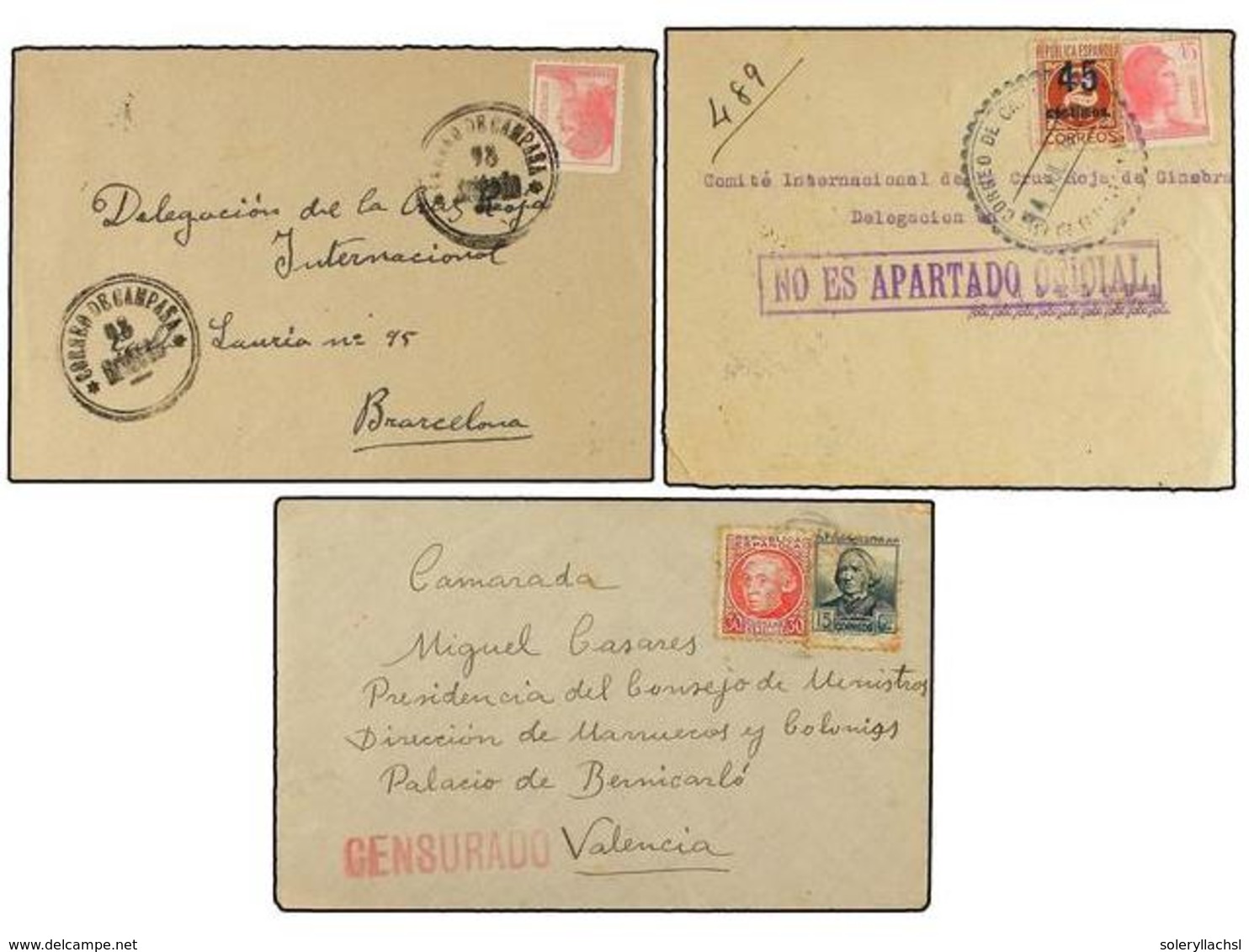 787 ESPAÑA GUERRA CIVIL. 1936-38. <B>ZONA REPUBLICANA.</B> Conjunto De 15 Cartas Circuladas Desde El Frente, Diversos Ma - Altri & Non Classificati