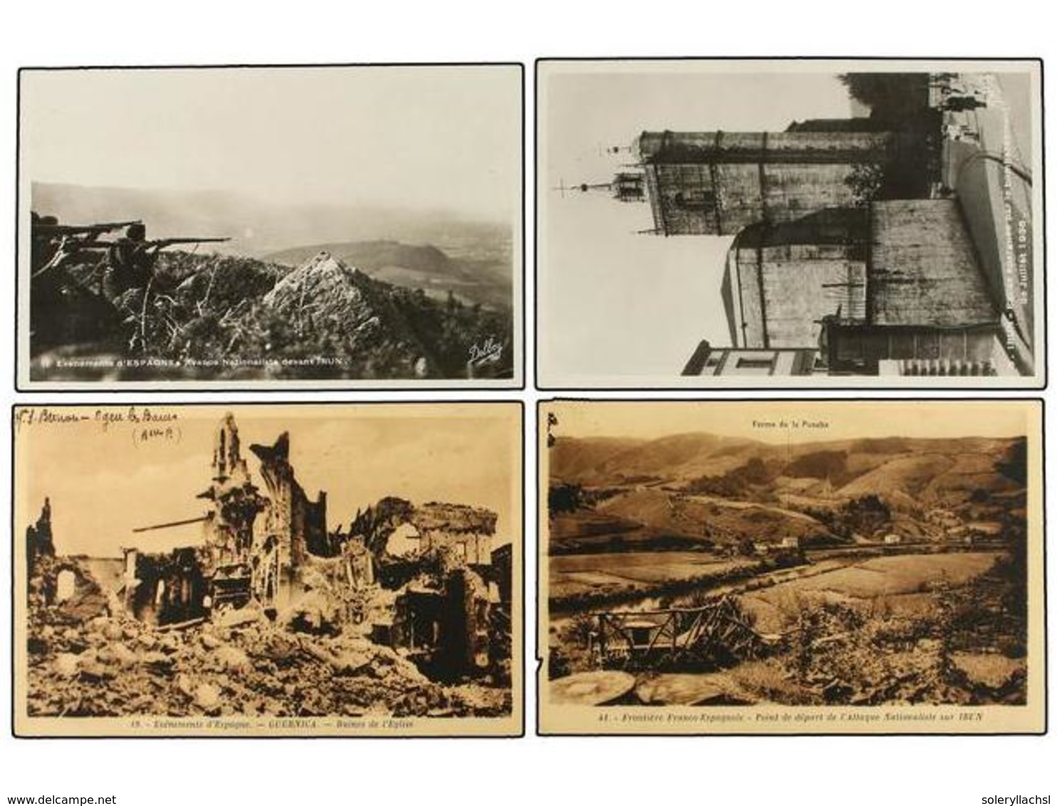 807 ESPAÑA GUERRA CIVIL. Cuatro Tarjetas Fotográficas <B>EVENEMENTS D'ESPAGNE</B> Diversas Vistas De La Zona De Guerra. - Altri & Non Classificati