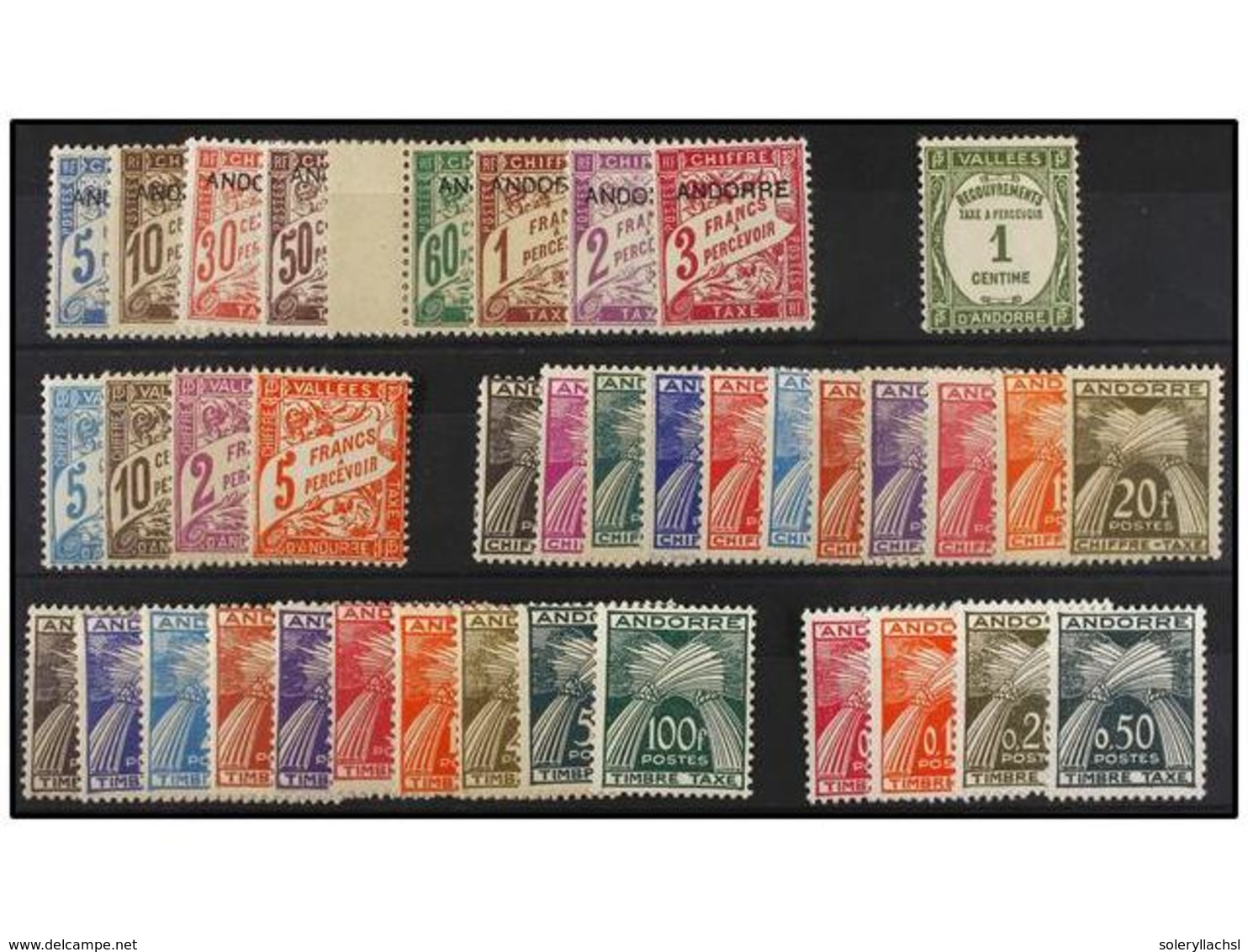 837 ** ANDORRA: ANDORRA FRANCESA. Ed.T 1/8, 16, 17/20, 21/31, 32/41, 42/45. 1931-61. <B>TASAS</B>. Conjunto De Series Co - Autres & Non Classés