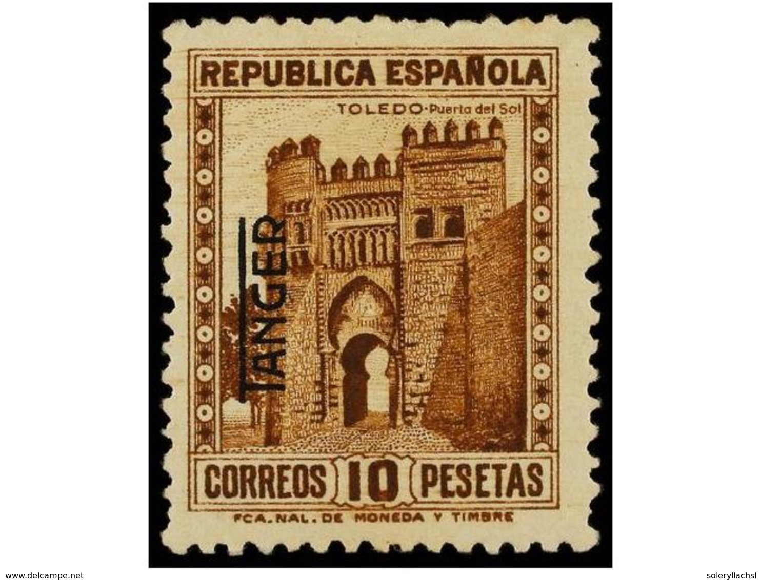 899 * COLONIAS ESPAÑOLAS: TANGER. Ed.NE 8. <B>NO EMITIDO. 10 Pts.</B> Castaño. Muy Bonito Ejemplar. Cert. COMEX. Cat. 42 - Other & Unclassified