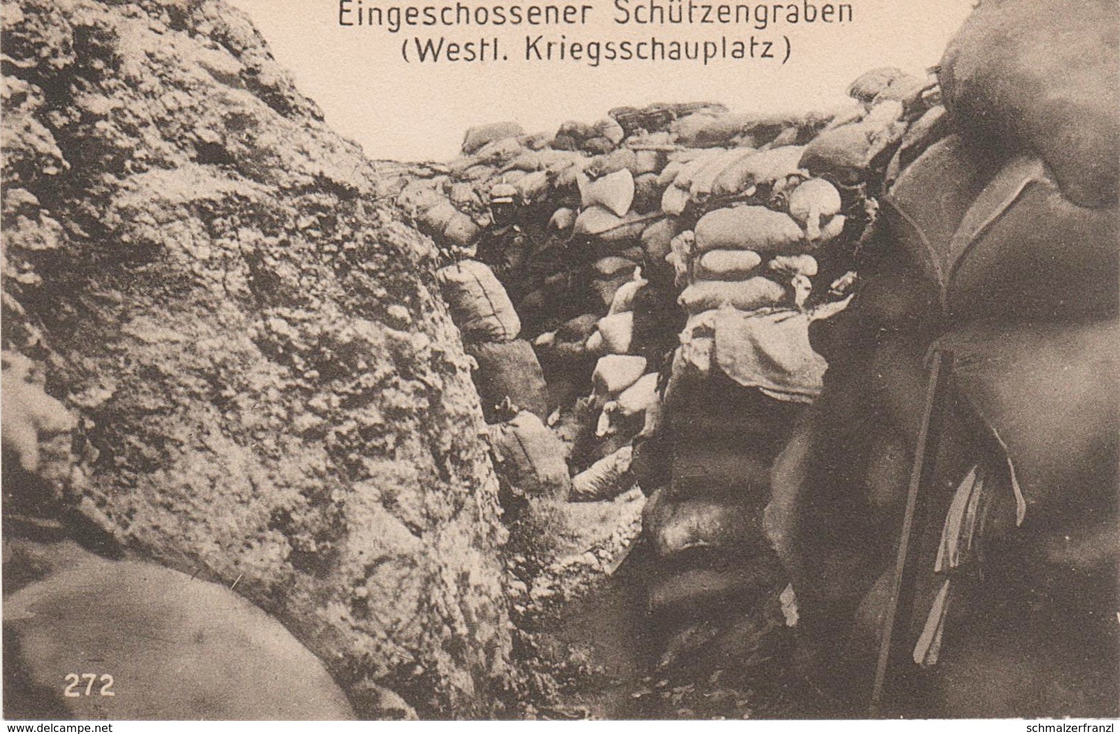 AK Eingeschossener Schützengraben Tranchée WWI Weltkrieg Militär Militaria Guerre Militaire France Belgique Elsaß ? - Ausrüstung