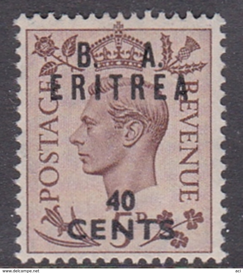 Italy-British Occupation B.  A.Eritrea Sassone 19 1950 King George VI Overprinted 40c Brown, Mint Never Hinged - British Occ. MEF